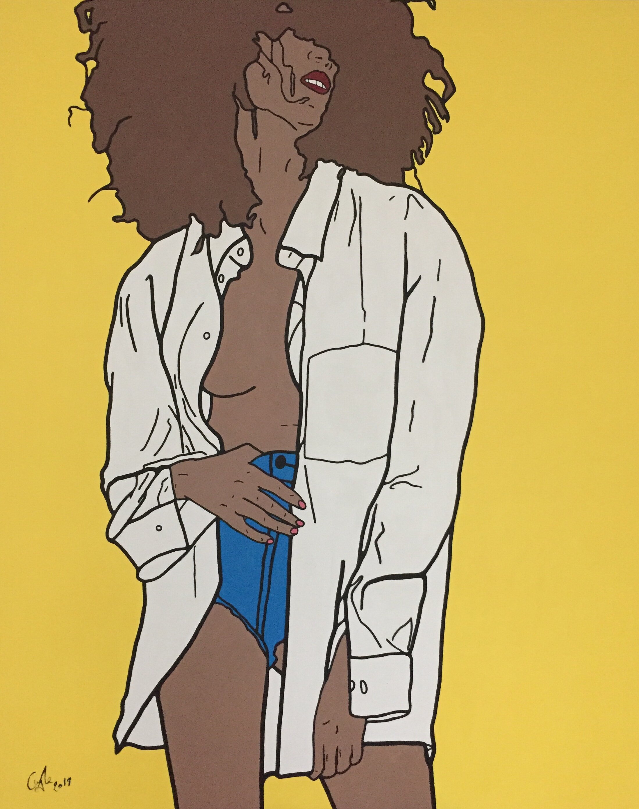 Contemporary portrait on a yellow ground